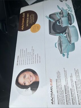 Rachael Ray Aqua Blue 14-Piece Cookware Set